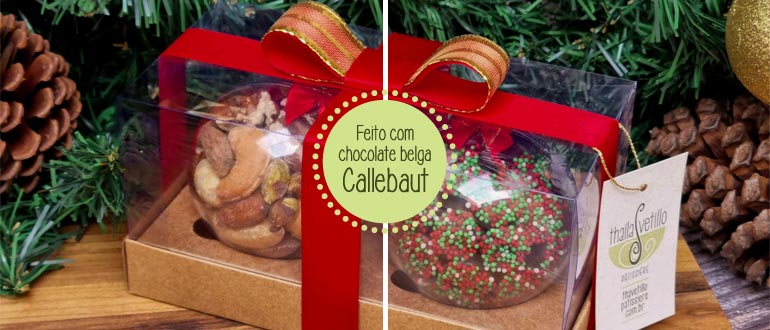 Bolas de Natal com Dragèes e Mix de Castanhas