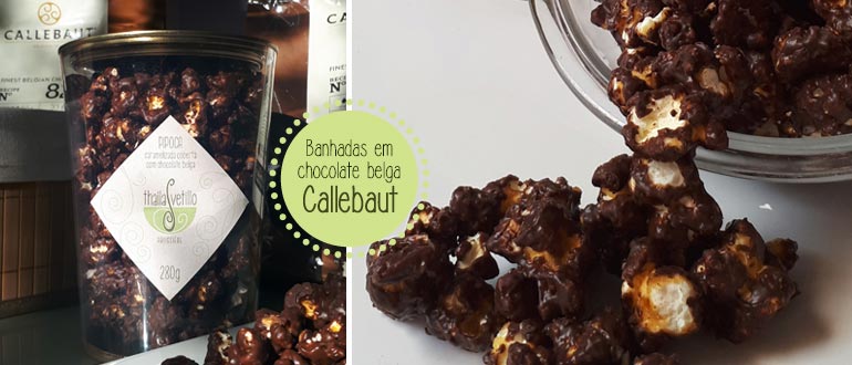 Pipoca Caramelizada com Chocolate Belga